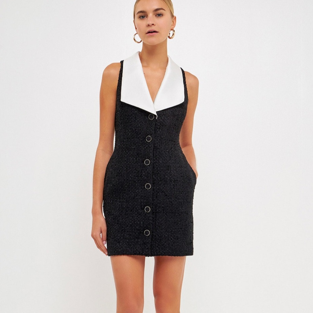 Endless Rose Black and White Sheath Mini Dress with Sailor Collar